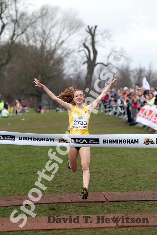Emelia Gorecka, wins the Under-20 Women McCain Inter Counties Cross Country, Cofton Park, Birmingham.